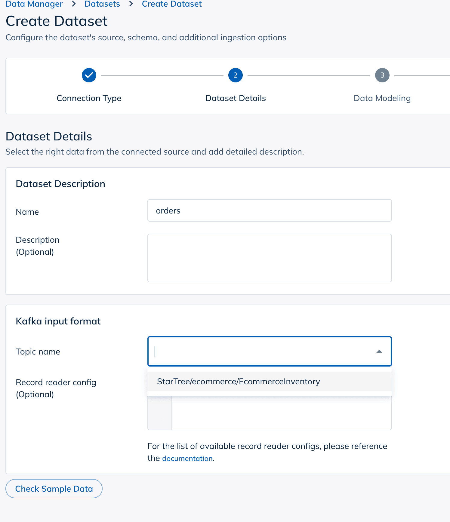 Create your dataset in StarTree Data Manager