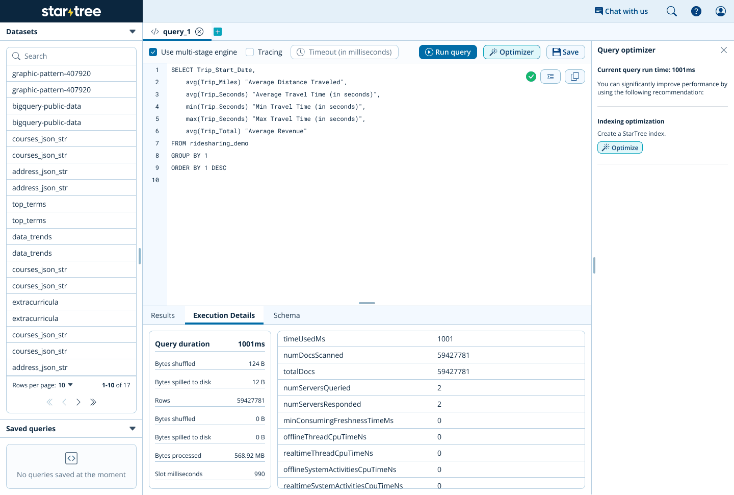 How to run a query in Performance Manager, a feature of StarTree's new Data Portal