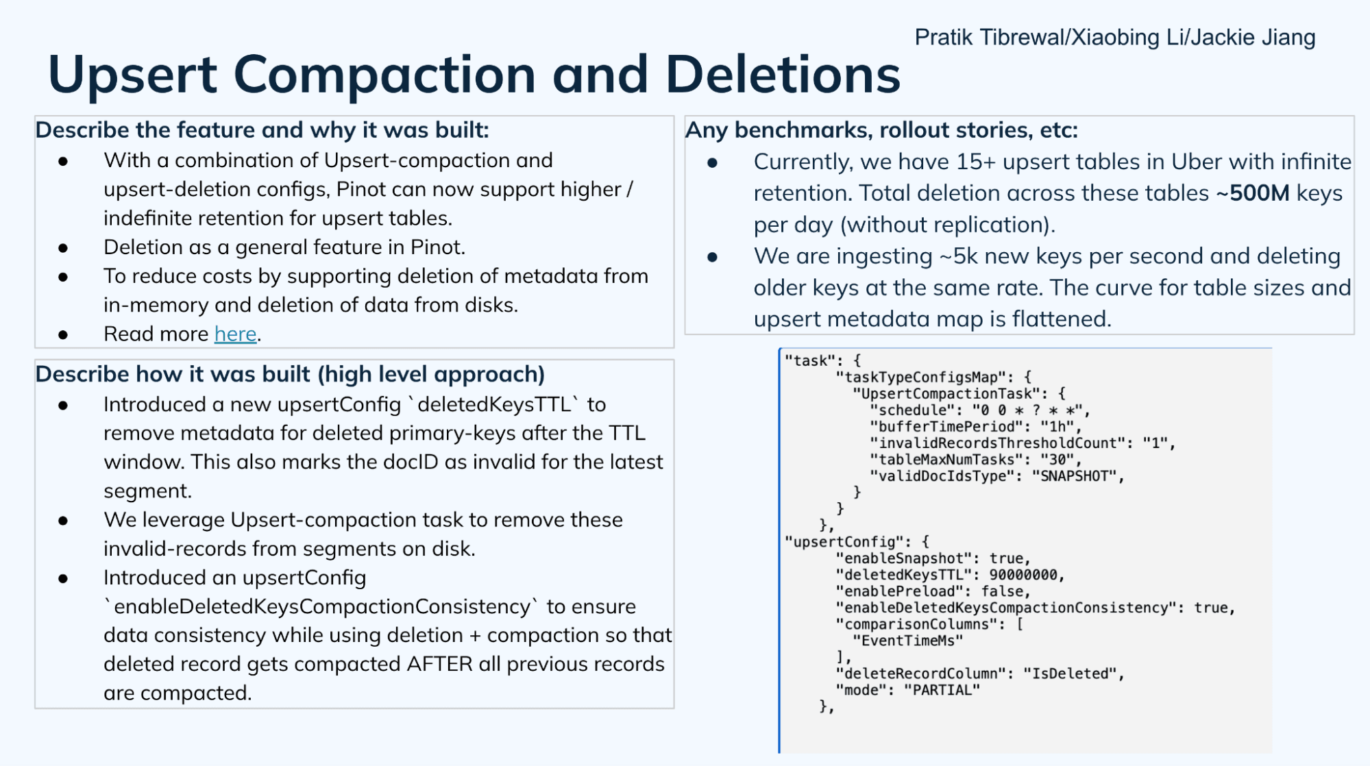 Upsert compactions and deletions in Apache Pinot