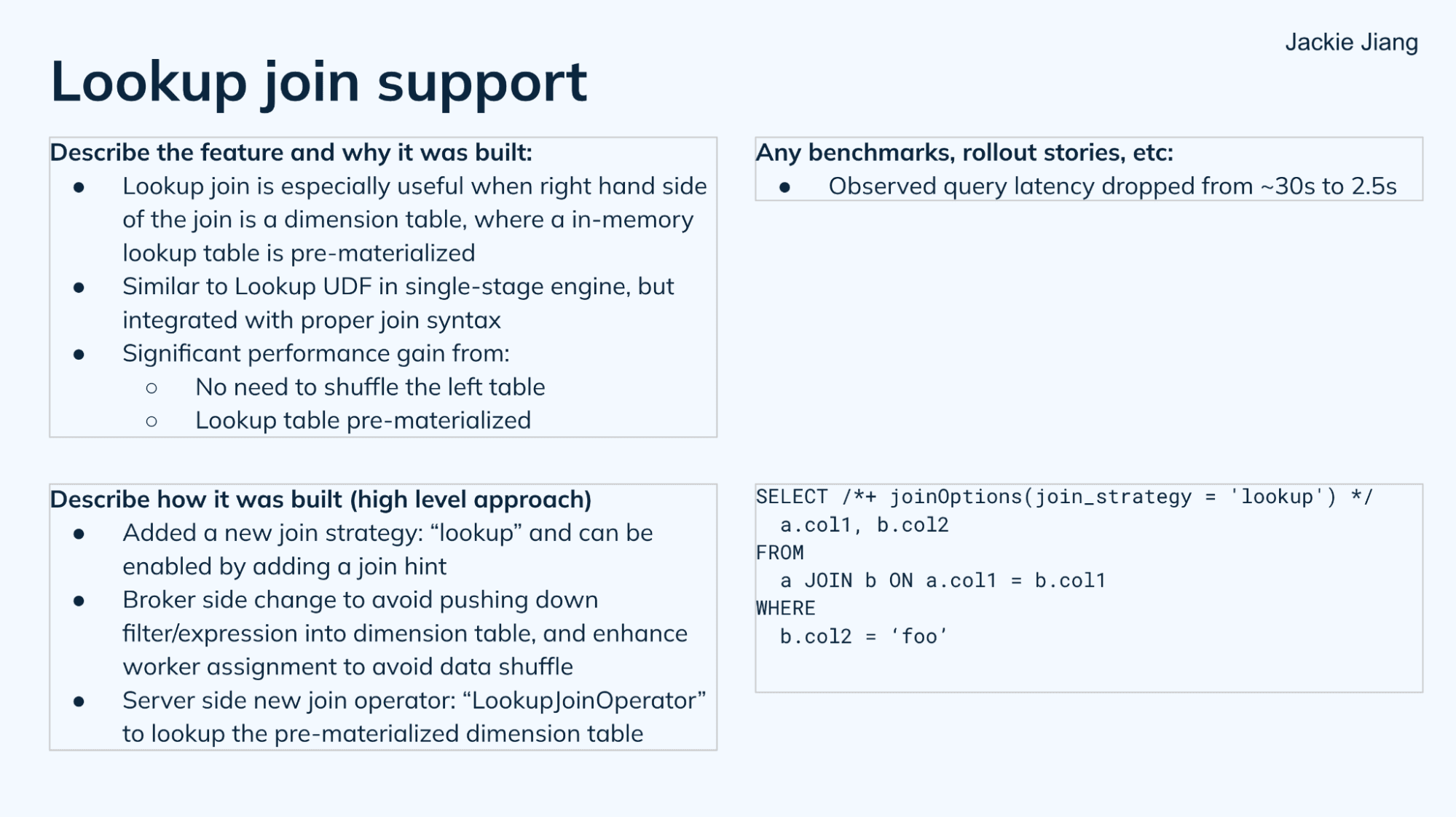 Lookup join support in Apache Pinot