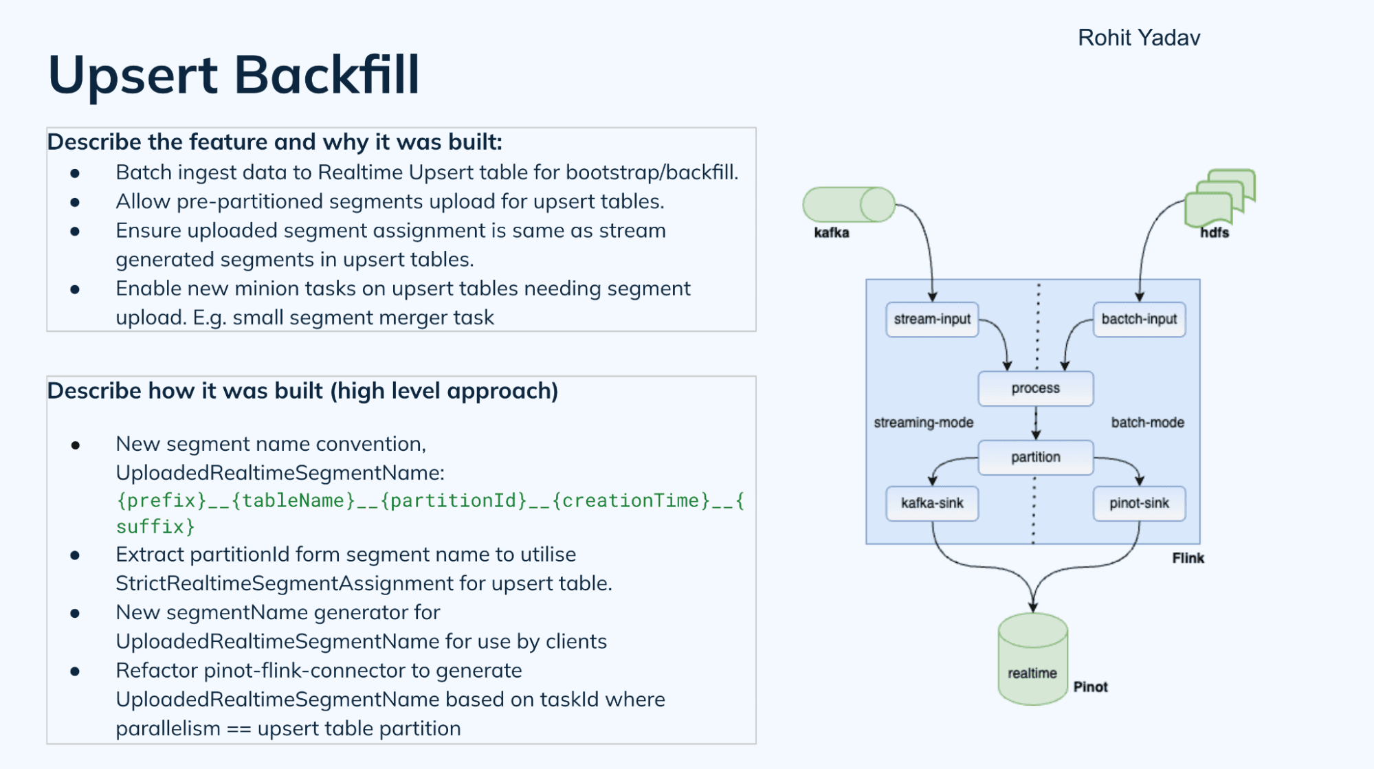 Upsert backfill in Apache Pinot