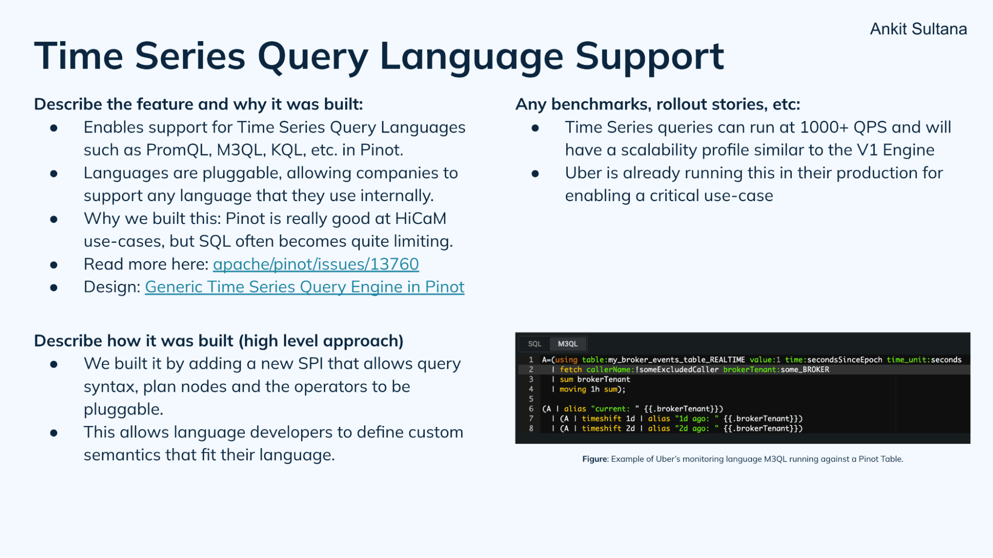 Time series query language support in Apache Pinot