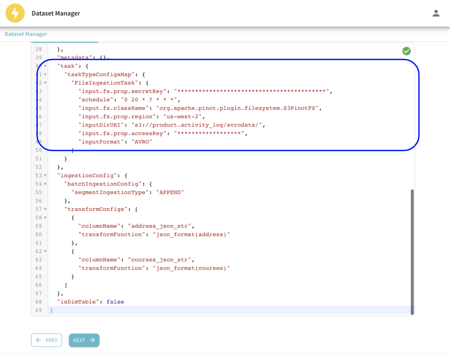 Review and submit the generated table config with the FileIngestionTask configured in StarTree Data Manager