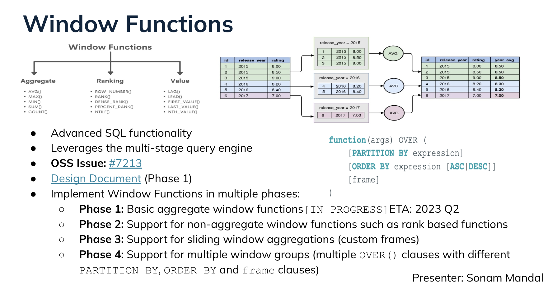 Apache Pinot Window Functions 2023