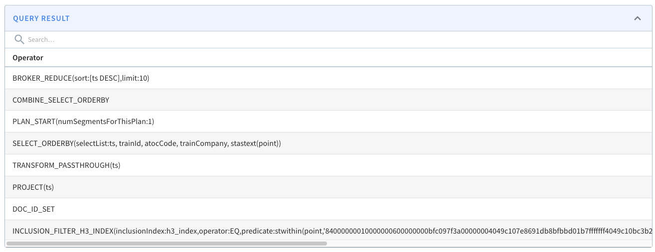 Apache Pinot Geospatial Indexing Query Plan