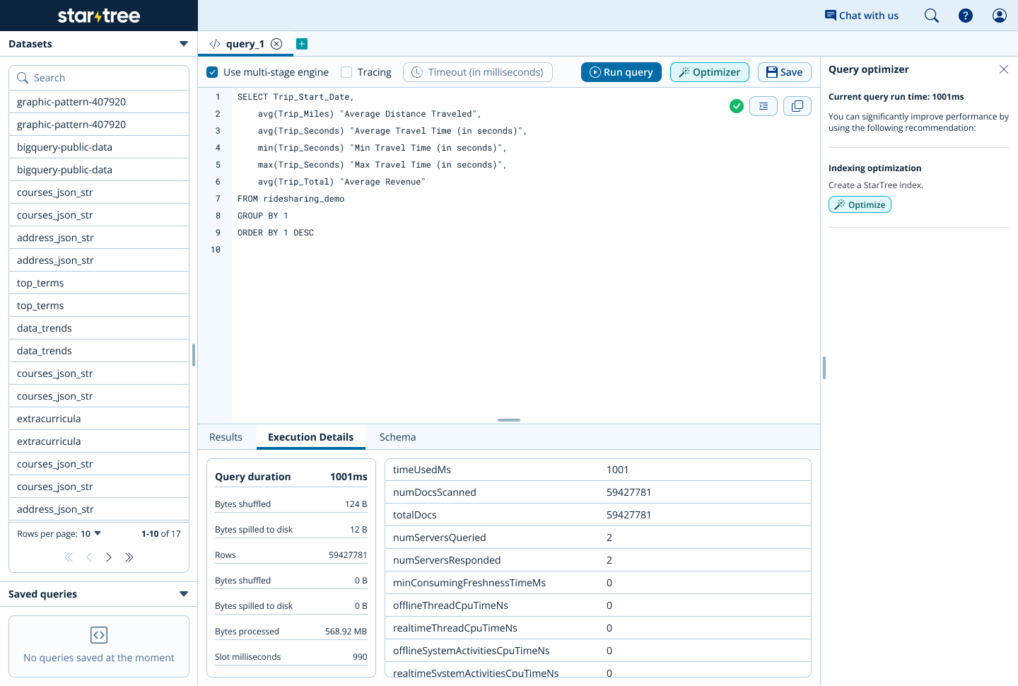How to run a query in Performance Manager, a feature of StarTree's new Data Portal