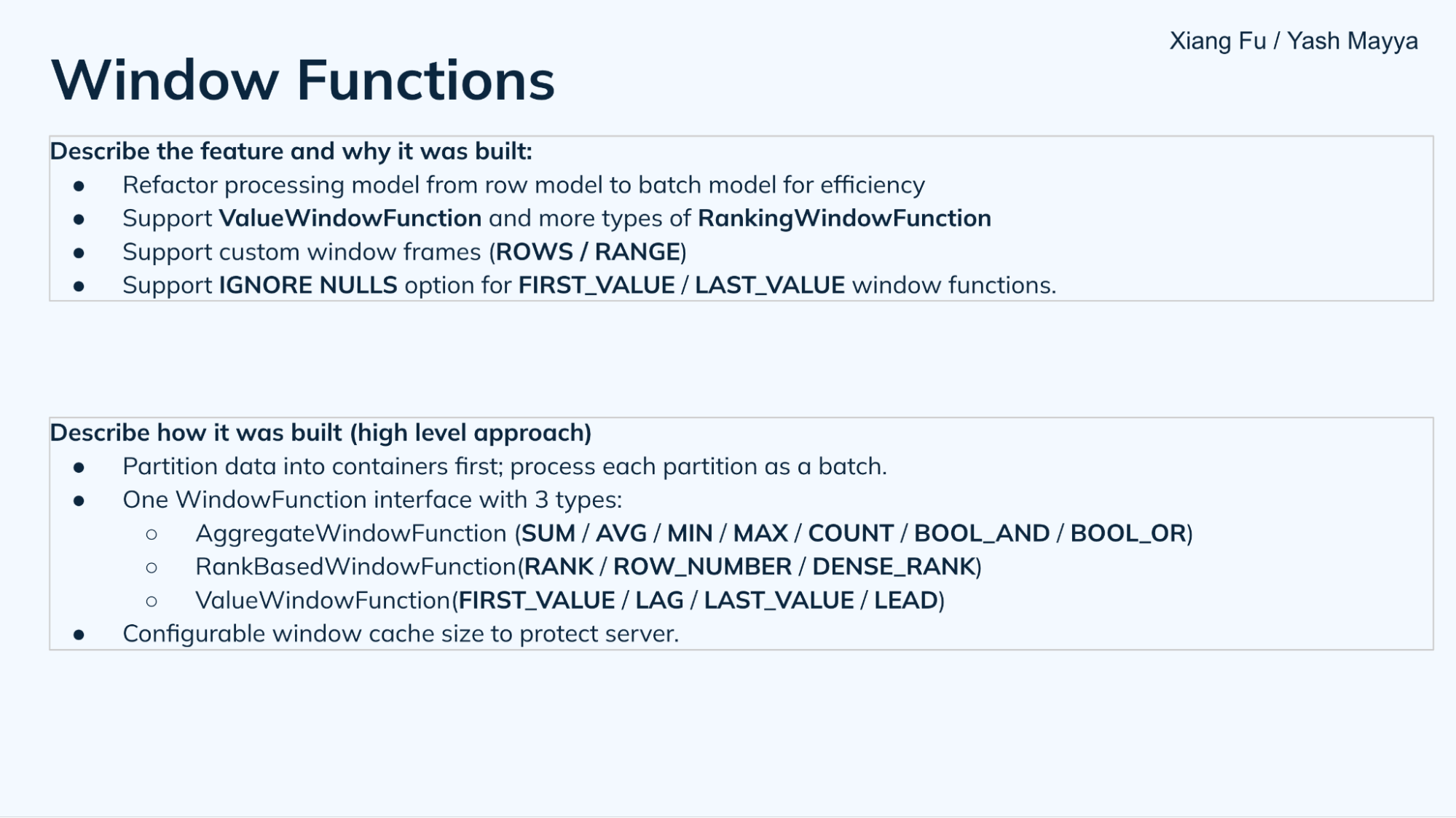Window functions in Apache Pinot