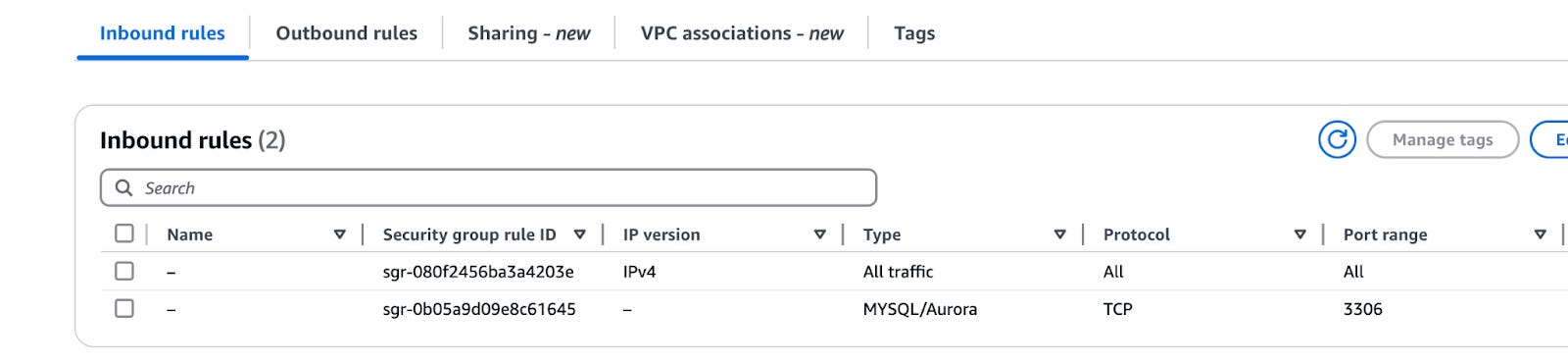 How to create a security group when setting up a source database